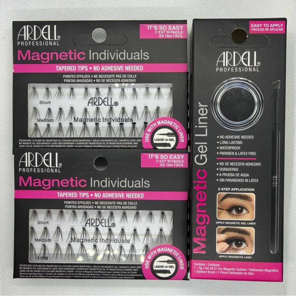 ARDELL Magnetic Individual Eyelashes (2 Boxes) + Full Size Magnetic Gel Liner